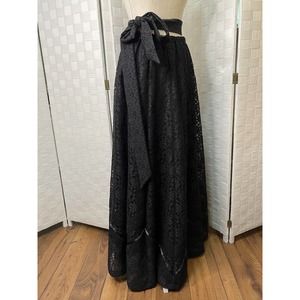 70s Carefree Fashions Floral Lace Maxi Skirt Prairie Cottagecore Folk VTG OS